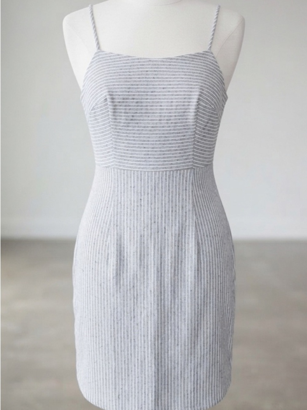 leRumi Jamie Blue White Striped Cami Dress Cotton Seersucker Mini NWT